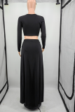 Deep Red Casual Solid High Opening V Neck Long Sleeve Two Pieces