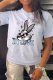 White Street Character Print Patchwork O Neck T-Shirts