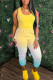 Yellow Casual Gradual Change Print Patchwork U Neck Sleeveless Two Pieces