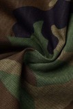Camouflage Casual Camouflage Print Patchwork Off the Shoulder Outerwear