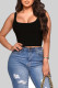 Black Casual Sportswear Solid Patchwork U Neck Tops