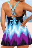 Black Purple Sexy Gradual Change Print Backless Swimwears (With Paddings)