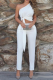 White Street Solid Bandage One Shoulder Sleeveless Two Pieces