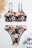 Pink Sexy Print Backless Swimwears (With Paddings)