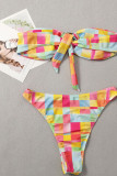 Colour Sexy Print Bandage Patchwork Swimwears