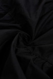Black Casual Sweet Solid Patchwork Buckle Turndown Collar Princess Dresses