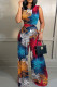 Red Casual Street Print Patchwork O Neck Sleeveless Two Pieces