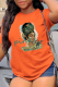 Orange Casual Vintage Print Patchwork O Neck T-Shirts