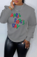 Grey Street Vintage Print Patchwork Letter O Neck Tops