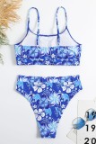 Pink Sexy Print Backless Swimwears (With Paddings)