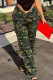 Camouflage Street Print Camouflage Print Patchwork Straight Mid Waist Straight Full Print Bottoms