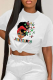 White Street Vintage Print Patchwork O Neck T-Shirts