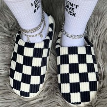 Black White Casual Living Patchwork Round Keep Warm Shoes