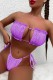 Purple Sexy Solid Bandage Hollowed Out Backless Swimwears (With Paddings)