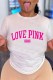 White Casual Print Letter O Neck T-Shirts