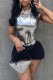 Black Silver Sexy Casual Solid Patchwork Backless Oblique Collar Sleeveless Two Pieces