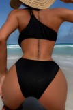 Black Sexy Solid Backless Asymmetrical Swimwears (With Paddings)
