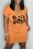 Pink Casual Print Basic V Neck Short Sleeve Dress