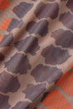 Orange Sexy Print Patchwork Half A Turtleneck Skinny Jumpsuits