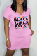 Pink Casual Print Basic V Neck Short Sleeve Dress