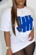 White Casual Print Patchwork O Neck T-Shirts