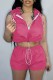 Rose Red Casual Solid Basic Hooded Collar Sleeveless Two Pieces