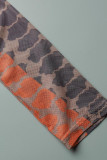 Orange Sexy Print Patchwork Half A Turtleneck Skinny Jumpsuits