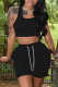 Black Casual Solid Basic U Neck Sleeveless Two Pieces