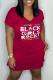 Burgundy Casual Print Basic V Neck Short Sleeve Dress