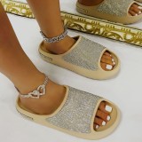 Apricot Casual Rhinestone Round Shoes