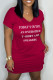 Burgundy Casual Letter Print Basic V Neck Short Sleeve Dress