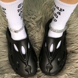 Black Casual Hollowed Out Solid Color Round Comfortable Shoes