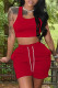 Red Casual Solid Basic U Neck Sleeveless Two Pieces