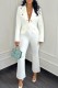 White Casual Solid Basic V Neck Long Sleeve Two Pieces