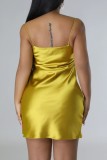 Rose Red Sexy Solid Backless Spaghetti Strap Sleeveless Dress Dresses