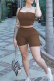 White Casual Solid Backless One Shoulder Sleeveless Two Pieces
