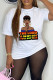 White Casual Print Basic O Neck T-Shirts