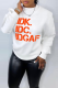 White Street Print Patchwork Letter O Neck Tops