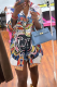 Colour Street Print Patchwork Turndown Collar Shirt Dress Dresses