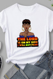 White Casual Print Basic O Neck T-Shirts