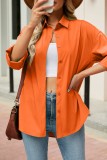 Colorful Blue Casual Solid Basic Shirt Collar Tops