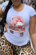 White Street Vintage Print Patchwork O Neck T-Shirts