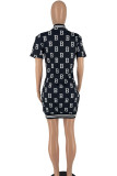 Red Casual Print Embroidered Patchwork Buckle One Step Skirt Dresses
