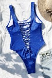 Royal Blue Sexy Solid Bandage Backless Swimwears (With Paddings)