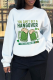 White Daily Party Print Patchwork Letter O Neck Tops