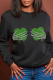 Black Casual Street Print Patchwork O Neck Tops