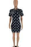 Red Casual Print Embroidered Patchwork Buckle One Step Skirt Dresses