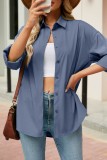 Pink Casual Solid Basic Shirt Collar Tops