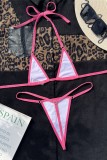 Rose Red Sexy Solid Bandage Backless Swimwears (Without Paddings)