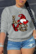 Grey Street Vintage Print Patchwork O Neck Tops